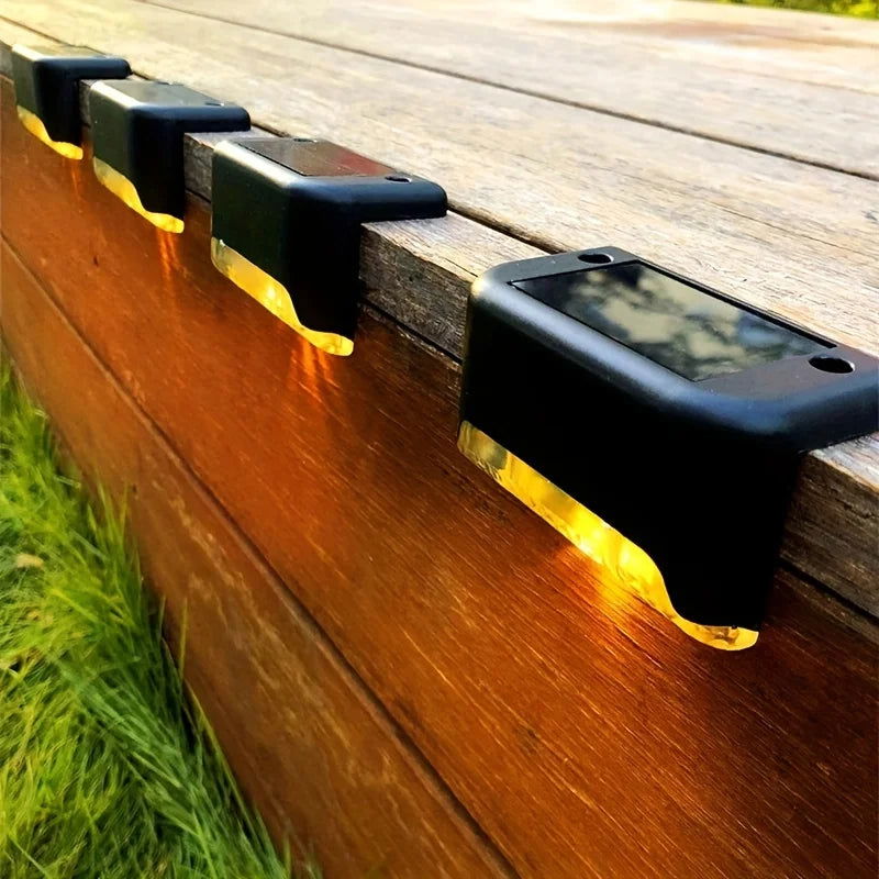 4Pack LED Solar Stair Light Lamp Waterproof Passage Courtyard Guardrail Step Night Light for Outdoor Garden Borders Terrace - Slobuy