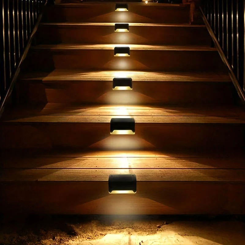 4Pack LED Solar Stair Light Lamp Waterproof Passage Courtyard Guardrail Step Night Light for Outdoor Garden Borders Terrace - Slobuy
