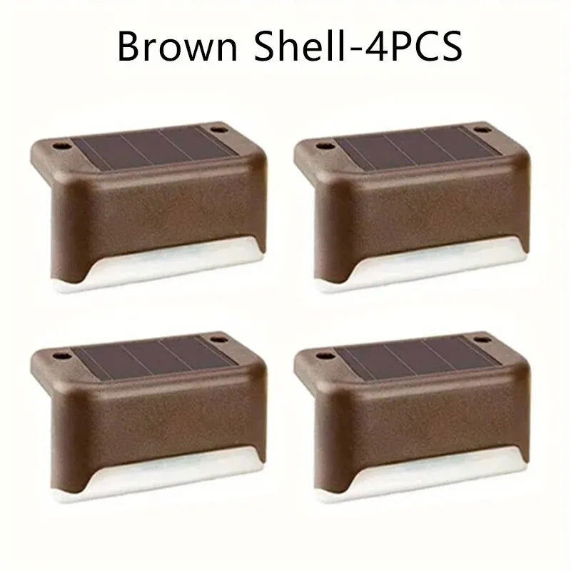 4Pack LED Solar Stair Light Lamp Waterproof Passage Courtyard Guardrail Step Night Light for Outdoor Garden Borders Terrace - Slobuy