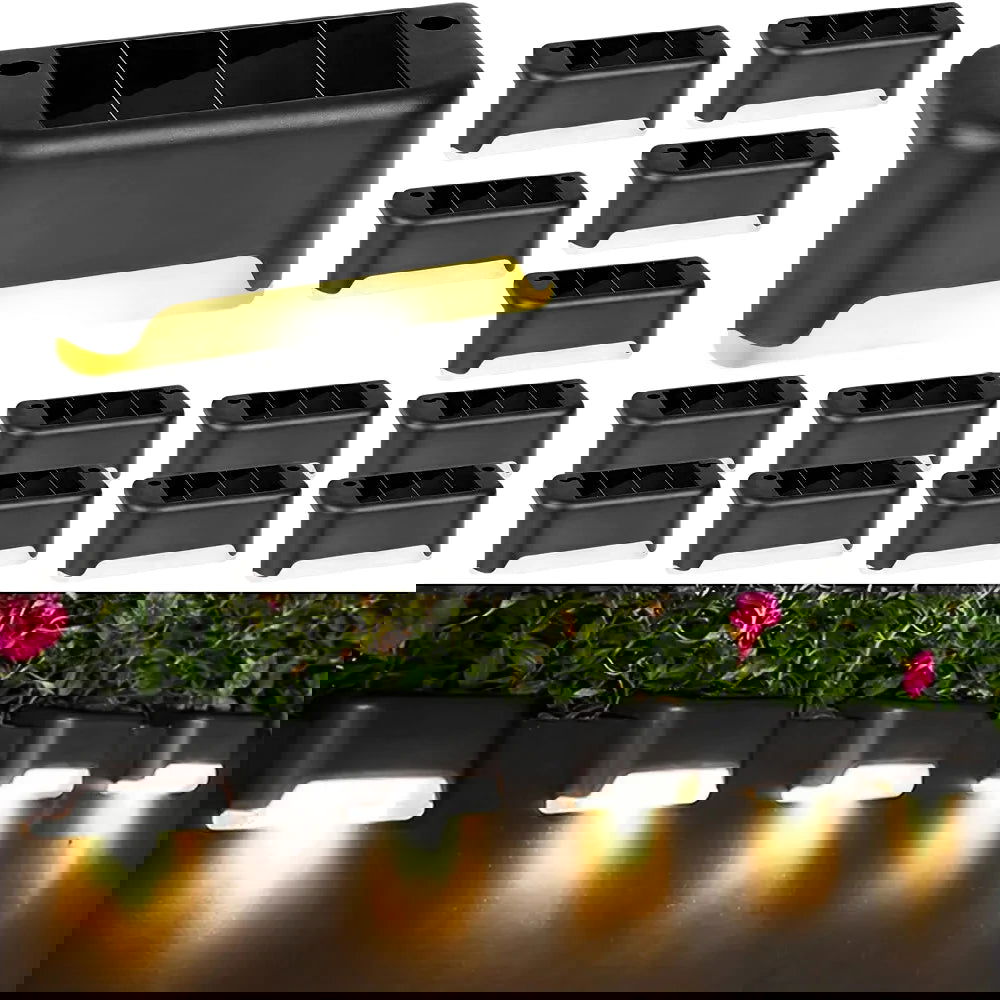 4Pack LED Solar Stair Light Lamp Waterproof Passage Courtyard Guardrail Step Night Light for Outdoor Garden Borders Terrace - Slobuy