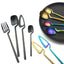 4Pcs Black Dinnerware Set Spoon Fork Cutlery Set Kitchen Table Decor Flatware Sets Kitchen Tools Desserts Soup Coffee Use - Slobuy