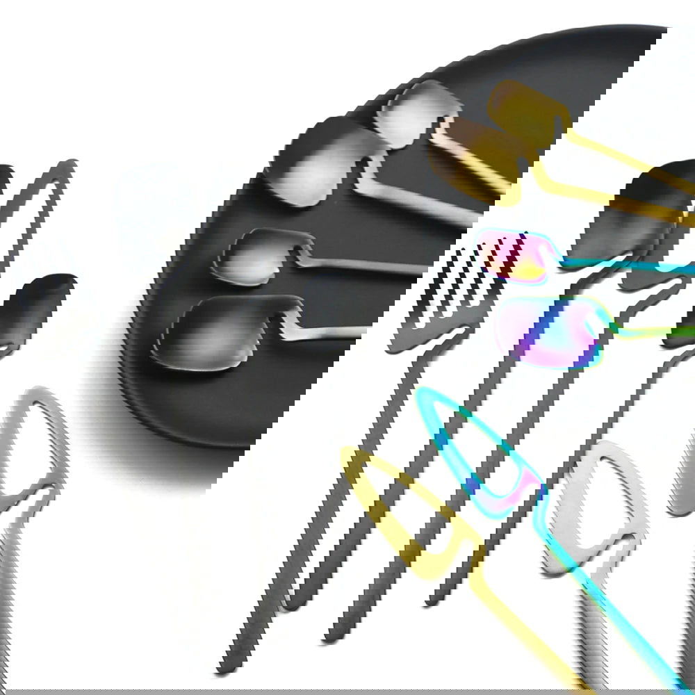 4Pcs Black Dinnerware Set Spoon Fork Cutlery Set Kitchen Table Decor Flatware Sets Kitchen Tools Desserts Soup Coffee Use - Slobuy