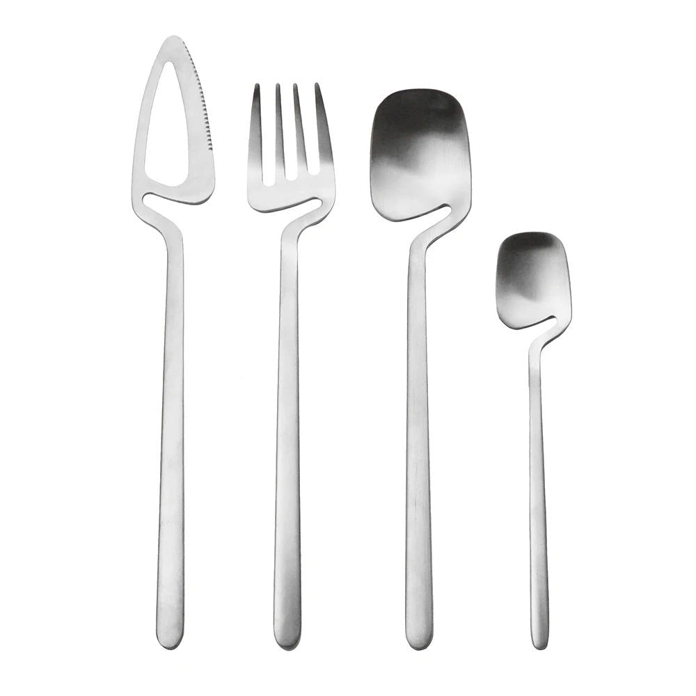 4Pcs Black Dinnerware Set Spoon Fork Cutlery Set Kitchen Table Decor Flatware Sets Kitchen Tools Desserts Soup Coffee Use - Slobuy