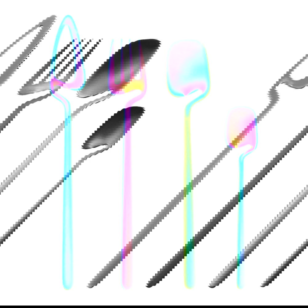4Pcs Black Dinnerware Set Spoon Fork Cutlery Set Kitchen Table Decor Flatware Sets Kitchen Tools Desserts Soup Coffee Use - Slobuy