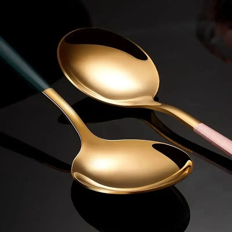 4Pcs Golden Cutlery Set Stainless Steel Knife Fork Spoon Tableware Flatware Set Festival Kitchen Dinnerware Gift - Slobuy