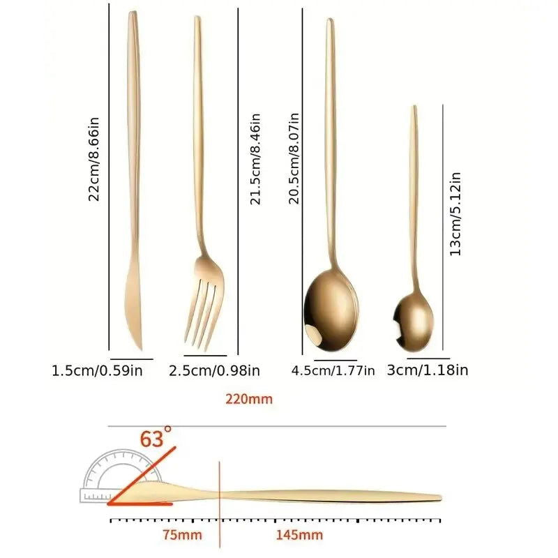 4Pcs Golden Cutlery Set Stainless Steel Knife Fork Spoon Tableware Flatware Set Festival Kitchen Dinnerware Gift - Slobuy
