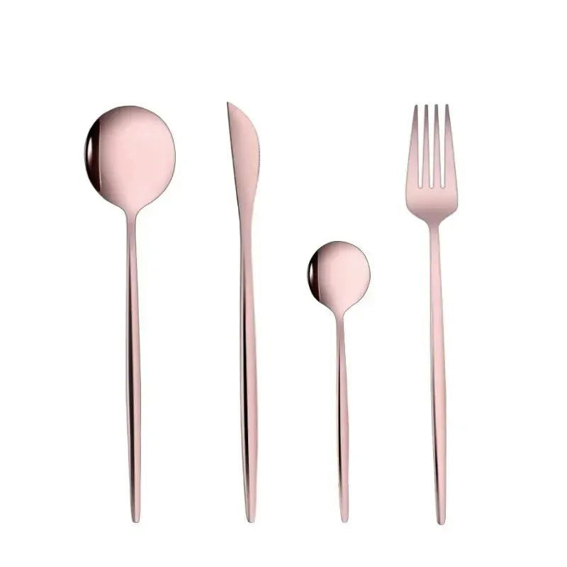 4Pcs Golden Cutlery Set Stainless Steel Knife Fork Spoon Tableware Flatware Set Festival Kitchen Dinnerware Gift - Slobuy