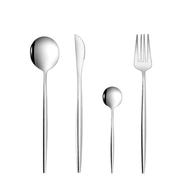4Pcs Golden Cutlery Set Stainless Steel Knife Fork Spoon Tableware Flatware Set Festival Kitchen Dinnerware Gift - Slobuy
