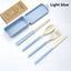 4Pcs Portable Tableware Set Wheat Straw Dinnerware Detachable Cutlery Travel Tableware Picnic Dinnerware Set Camping Cutlery Set - Slobuy