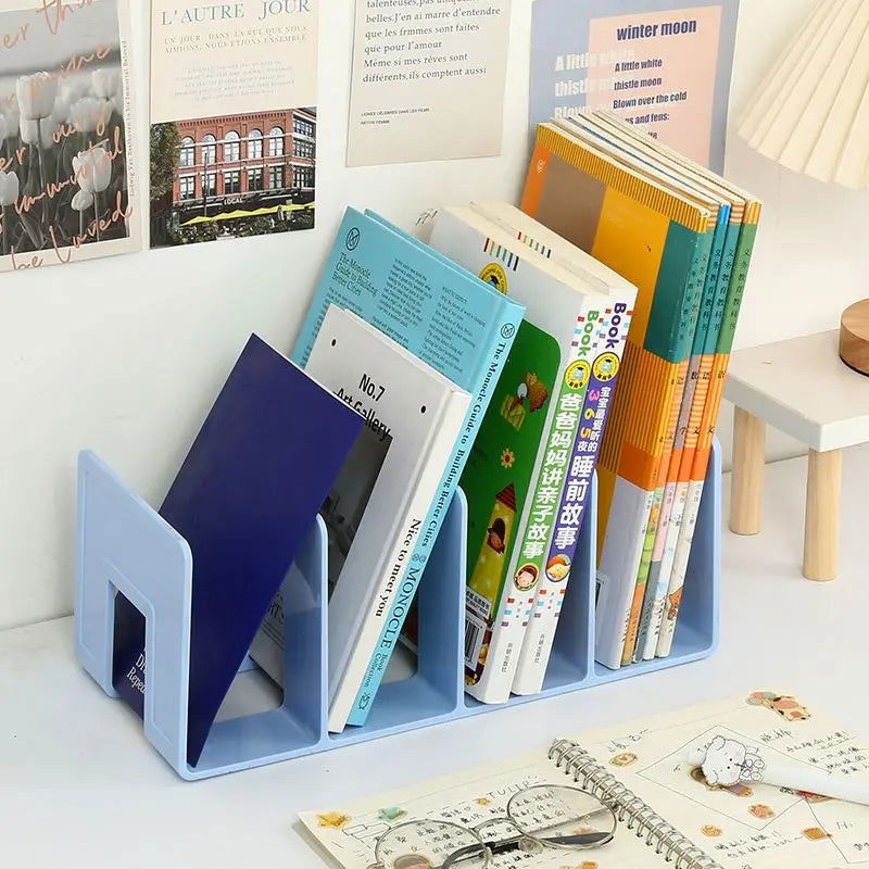 4 Grids DIY Wooden Book Storage Organizer Stand File CD Storage Shelf Nordic Desktop Book Case Mini Office File Stands Supplies - Slobuy