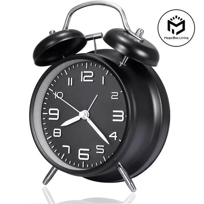 4 Inch Twin Bell Loud Alarm Clock Metal Frame 3D Dial with Backlight Battery Operate Desk Table Alarm Clock For Home and Office - Slobuy