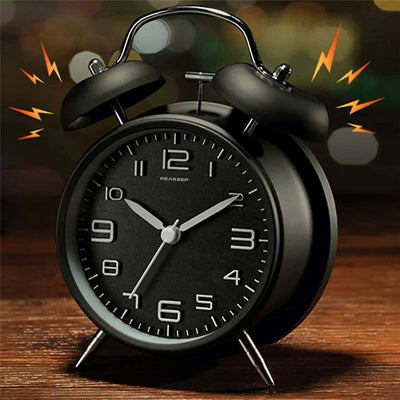 4 Inch Twin Bell Loud Alarm Clock Metal Frame 3D Dial with Backlight Battery Operate Desk Table Alarm Clock For Home and Office - Slobuy