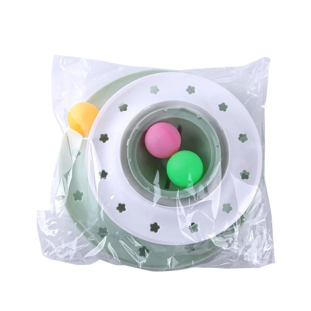 4 Levels Cat Toy Tower Turntable Roller Balls Toys Interactive Intelligence Training Track Puzzle Funny Games Accessories - Slobuy