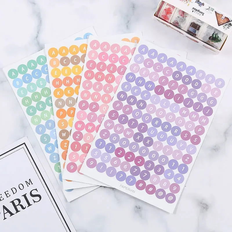 4 Sheets Kawaii Alphabet Letter Sticker Korean Stationery DIY Scrapbooking Planner Notebook Journal Decoration Office Supplies - Slobuy