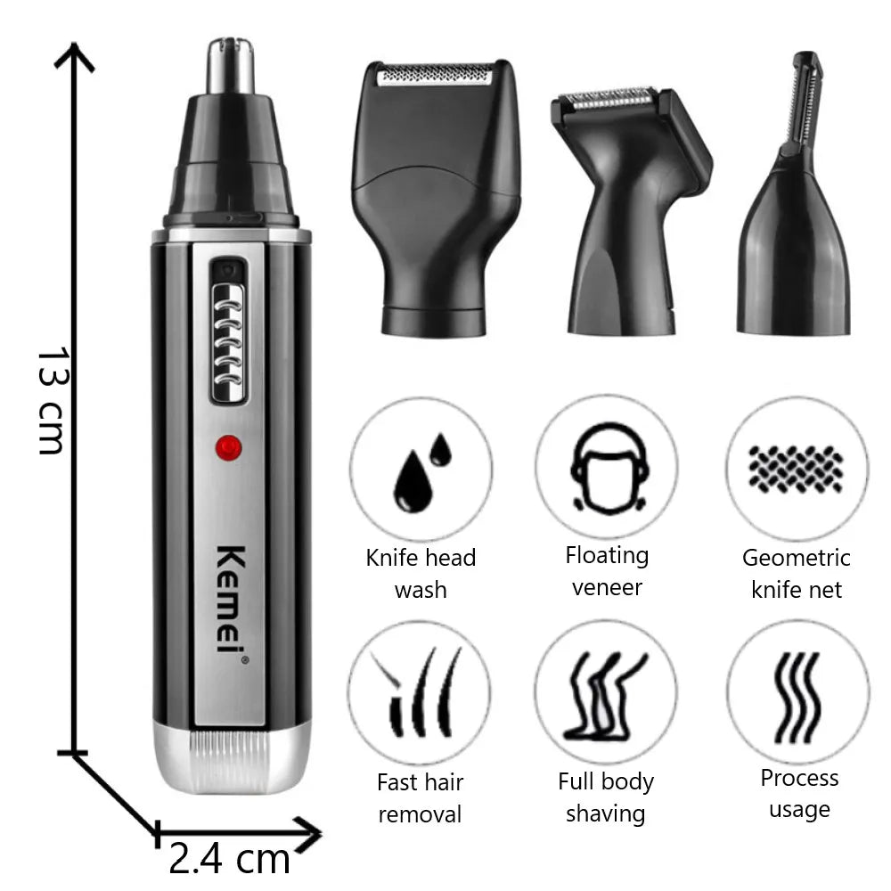 4in1 Rechargeable Nose Trimmer Beard Trimmer for Men Ear Eyebrow Nose Hair Trimmer for Nose and Ear Hair Removal Clean Machine - Slobuy