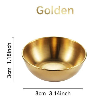 4pcs 2pcs Stainless Steel Golden Sauce Dishes Appetizer Seasoning Serving Dishes Sets Tray Spice Plates Kitchen Tableware - Slobuy