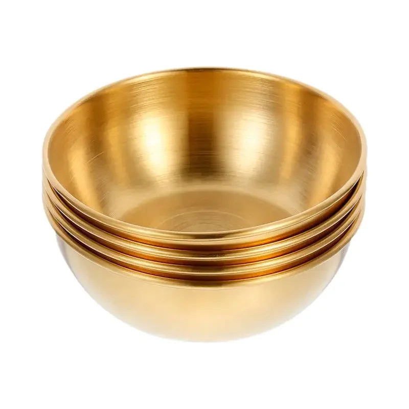 4pcs 2pcs Stainless Steel Golden Sauce Dishes Appetizer Seasoning Serving Dishes Sets Tray Spice Plates Kitchen Tableware - Slobuy