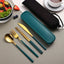 4pcs 304 Tableware Set Portable Cutlery Dinner Stainless Steel Knife Fork Spoon Chopsticks Travel Flatware With Box For New Year - Slobuy