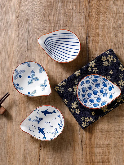 4pcs Ceramic Plate Japanese Style Household Seasoning Pottery Mini Dipping Dish Sushi Soy Sauce Snack Tableware - Slobuy