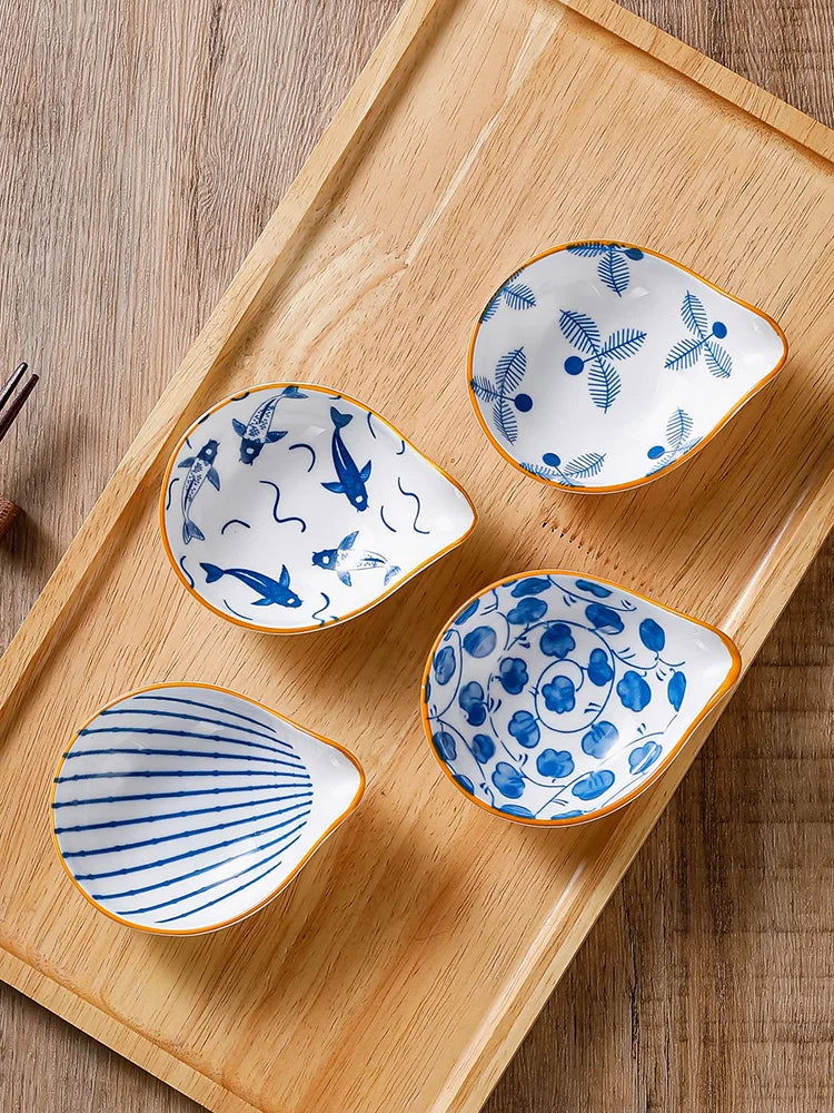 4pcs Ceramic Plate Japanese Style Household Seasoning Pottery Mini Dipping Dish Sushi Soy Sauce Snack Tableware - Slobuy