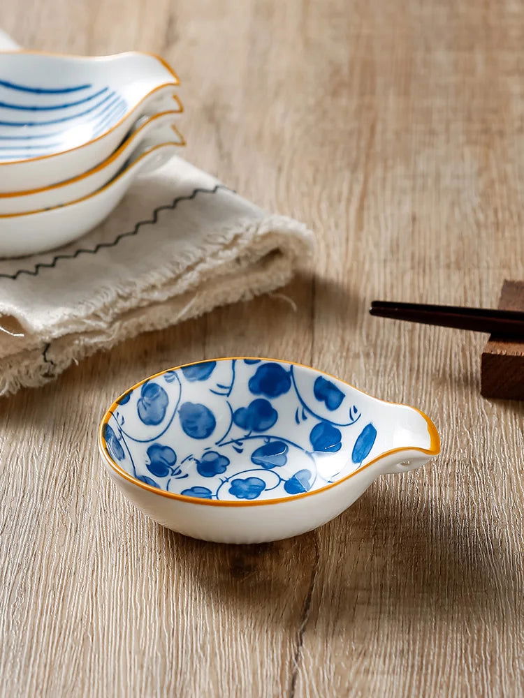 4pcs Ceramic Plate Japanese Style Household Seasoning Pottery Mini Dipping Dish Sushi Soy Sauce Snack Tableware - Slobuy