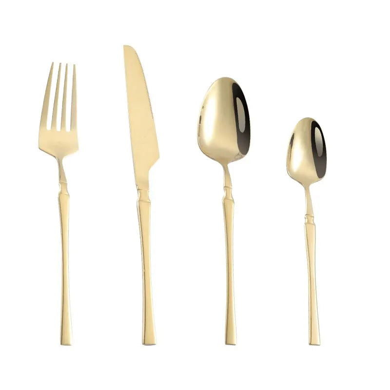 4pcs Cutlery Set Gold Dinnerware Stainless Steel Silverware Knife Fork Spoon Tableware Flatware Set Kitchen Accessories - Slobuy