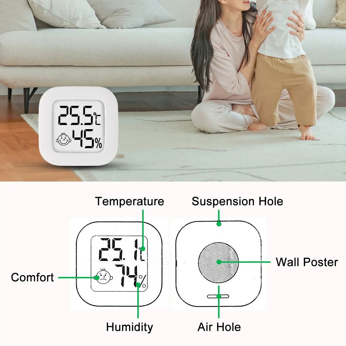 4pcs Digital Thermometer Hygrometer Indoor Mini Temperature LCD Electronic Monitor Hygrometer Outdoor Room Baby - Slobuy