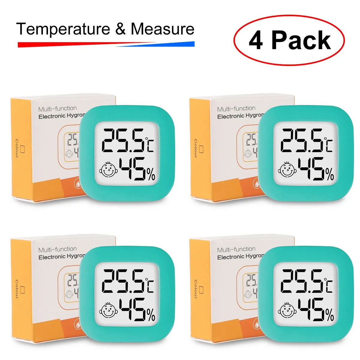 4pcs Digital Thermometer Hygrometer Indoor Mini Temperature LCD Electronic Monitor Hygrometer Outdoor Room Baby - Slobuy