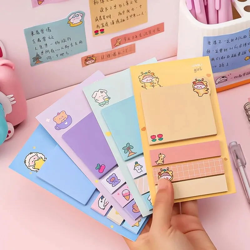 5-Pcs Cartoon Puppy Bear Animal Convenience Sticker Office Sticker Stationery Student Diary Label Paper Purple - Slobuy