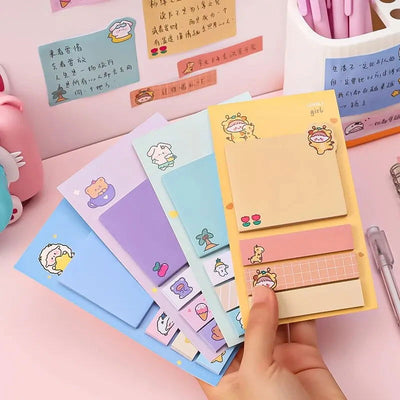 5-Pcs Cartoon Puppy Bear Animal Convenience Sticker Office Sticker Stationery Student Diary Label Paper Purple - Slobuy