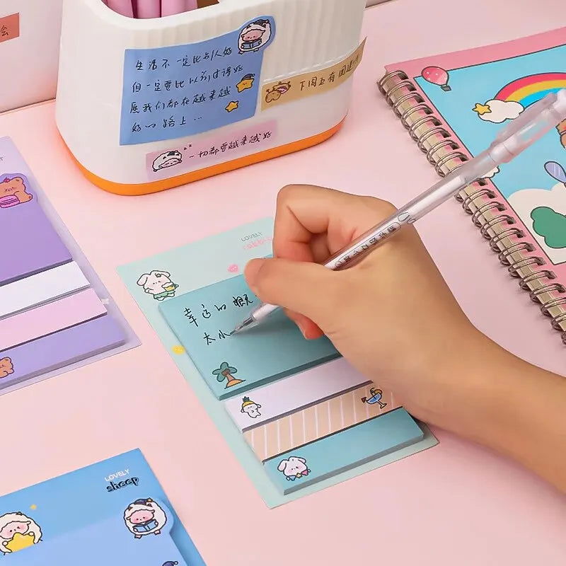 5-Pcs Cartoon Puppy Bear Animal Convenience Sticker Office Sticker Stationery Student Diary Label Paper Purple - Slobuy