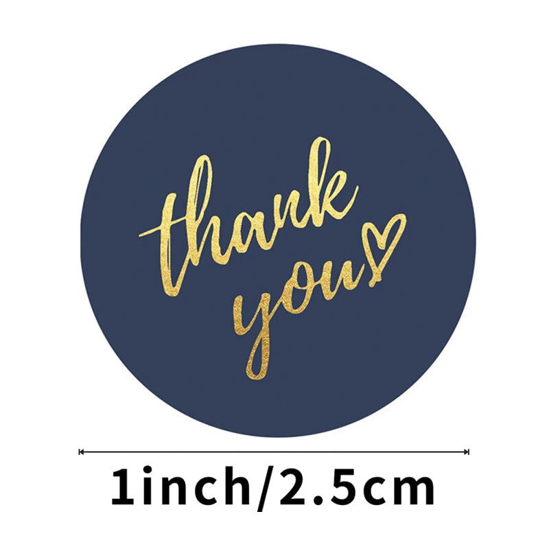 50-500pcs 1inch Blue Thank You Stickers For Envelope Sealing Labels Stationery Supplies Handmade Wedding Gift Decoration Sticker - Slobuy