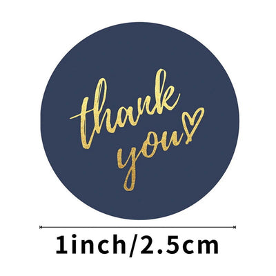 50-500pcs 1inch Blue Thank You Stickers For Envelope Sealing Labels Stationery Supplies Handmade Wedding Gift Decoration Sticker - Slobuy