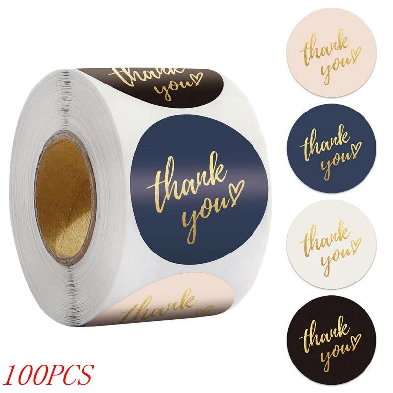 50-500pcs 1inch Blue Thank You Stickers For Envelope Sealing Labels Stationery Supplies Handmade Wedding Gift Decoration Sticker - Slobuy