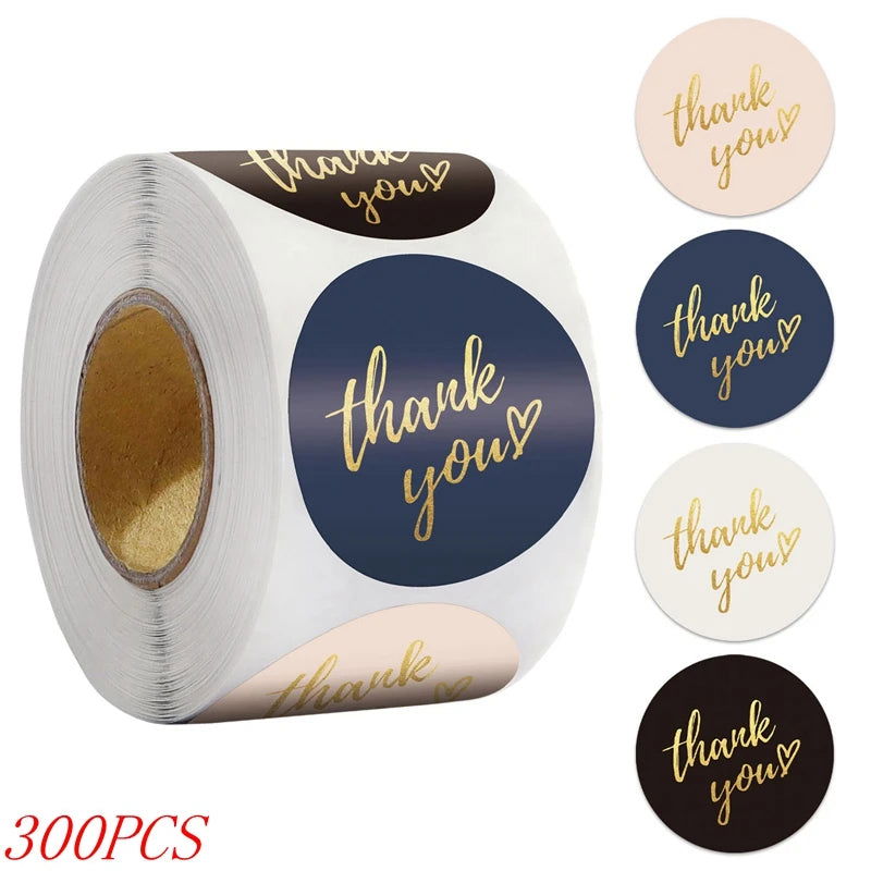 50-500pcs 1inch Blue Thank You Stickers For Envelope Sealing Labels Stationery Supplies Handmade Wedding Gift Decoration Sticker - Slobuy