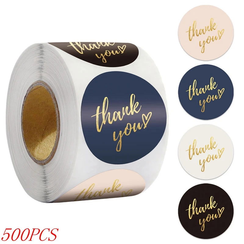 50-500pcs 1inch Blue Thank You Stickers For Envelope Sealing Labels Stationery Supplies Handmade Wedding Gift Decoration Sticker - Slobuy