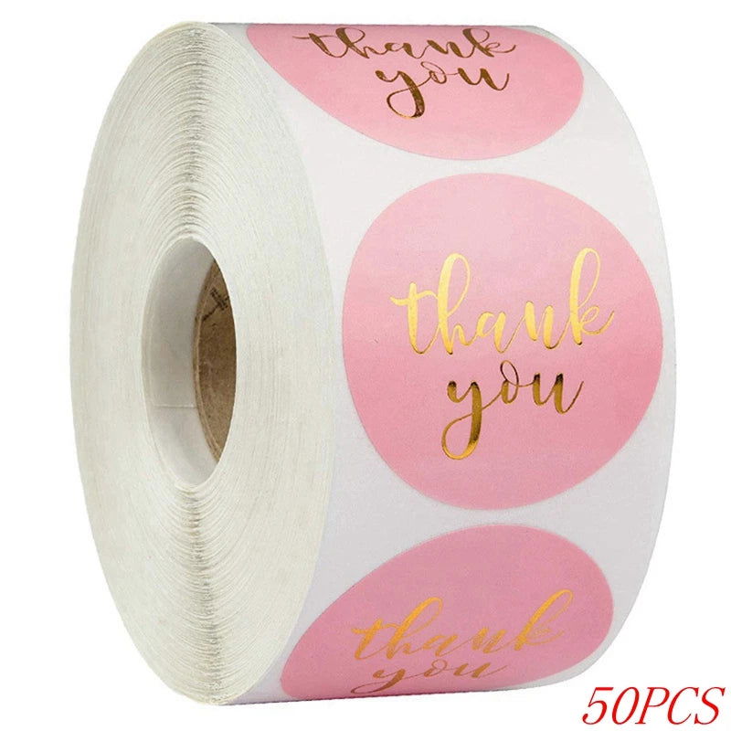 50-500pcs 1inch Blue Thank You Stickers For Envelope Sealing Labels Stationery Supplies Handmade Wedding Gift Decoration Sticker - Slobuy