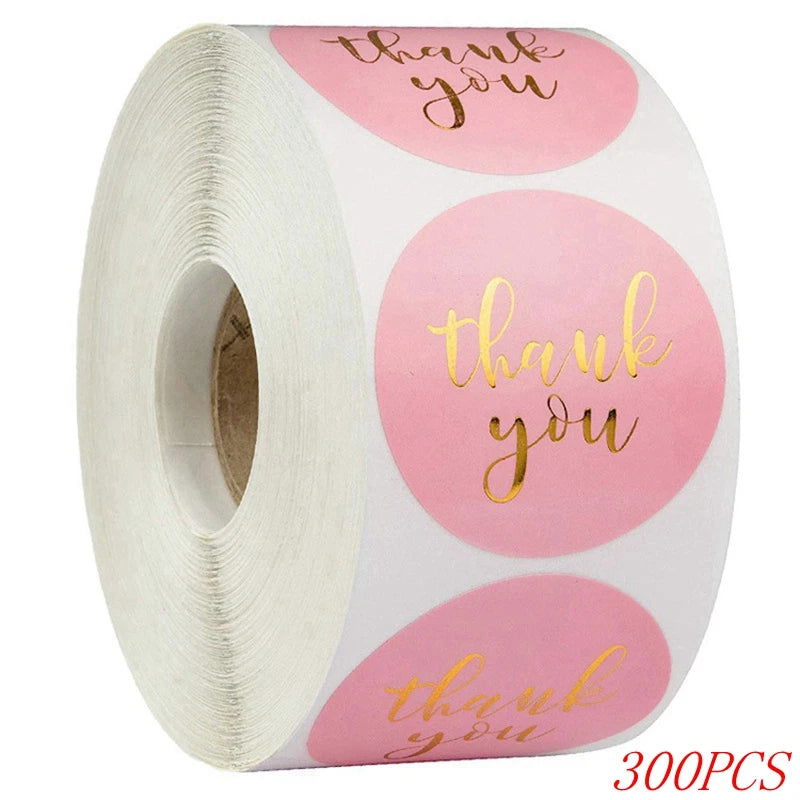 50-500pcs 1inch Blue Thank You Stickers For Envelope Sealing Labels Stationery Supplies Handmade Wedding Gift Decoration Sticker - Slobuy