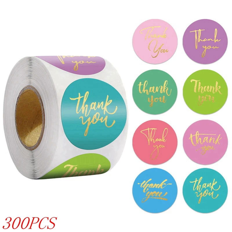 50-500pcs 1inch Blue Thank You Stickers For Envelope Sealing Labels Stationery Supplies Handmade Wedding Gift Decoration Sticker - Slobuy