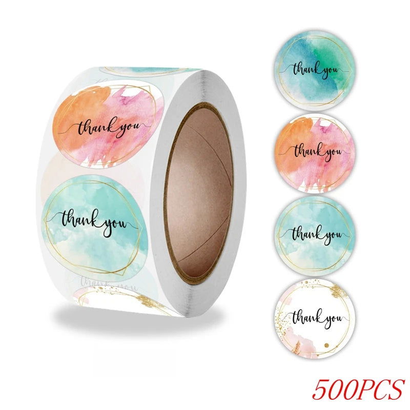 50-500pcs 1inch Blue Thank You Stickers For Envelope Sealing Labels Stationery Supplies Handmade Wedding Gift Decoration Sticker - Slobuy