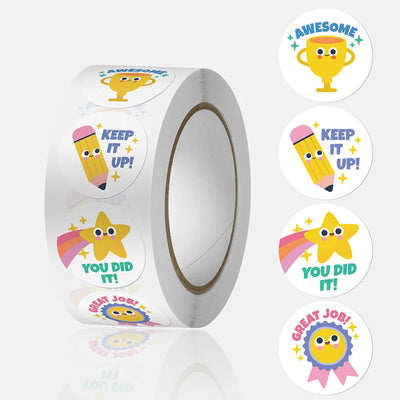 50-500pcs 1inch Round Cartoon Toys Animal stickers for kids Teacher Reward Encourage Sticker Office Seal label Animal label - Slobuy