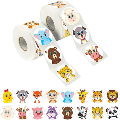 50-500pcs Cartoon Animal Sticker Children Label Thank You Stickers Cute Toy Game Tag DIY Gift Sealing Label Decoration Supplies - Slobuy