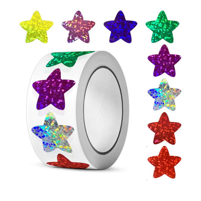 50-500pcs Colorful Star Stickers for Kids Reward School Classroom Adhesive Holographic Star Stickers for Teachers DIY Craft - Slobuy