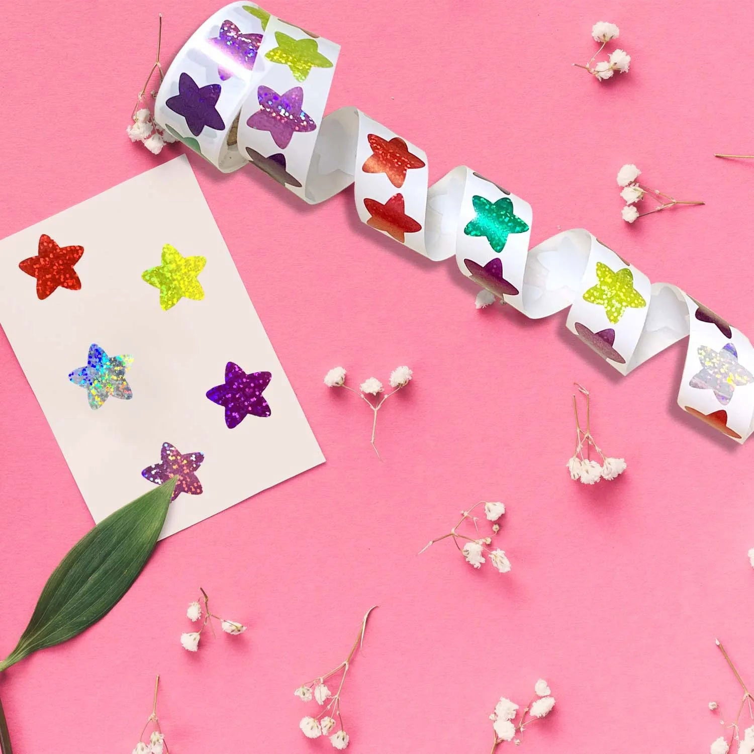50-500pcs Colorful Star Stickers for Kids Reward School Classroom Adhesive Holographic Star Stickers for Teachers DIY Craft - Slobuy