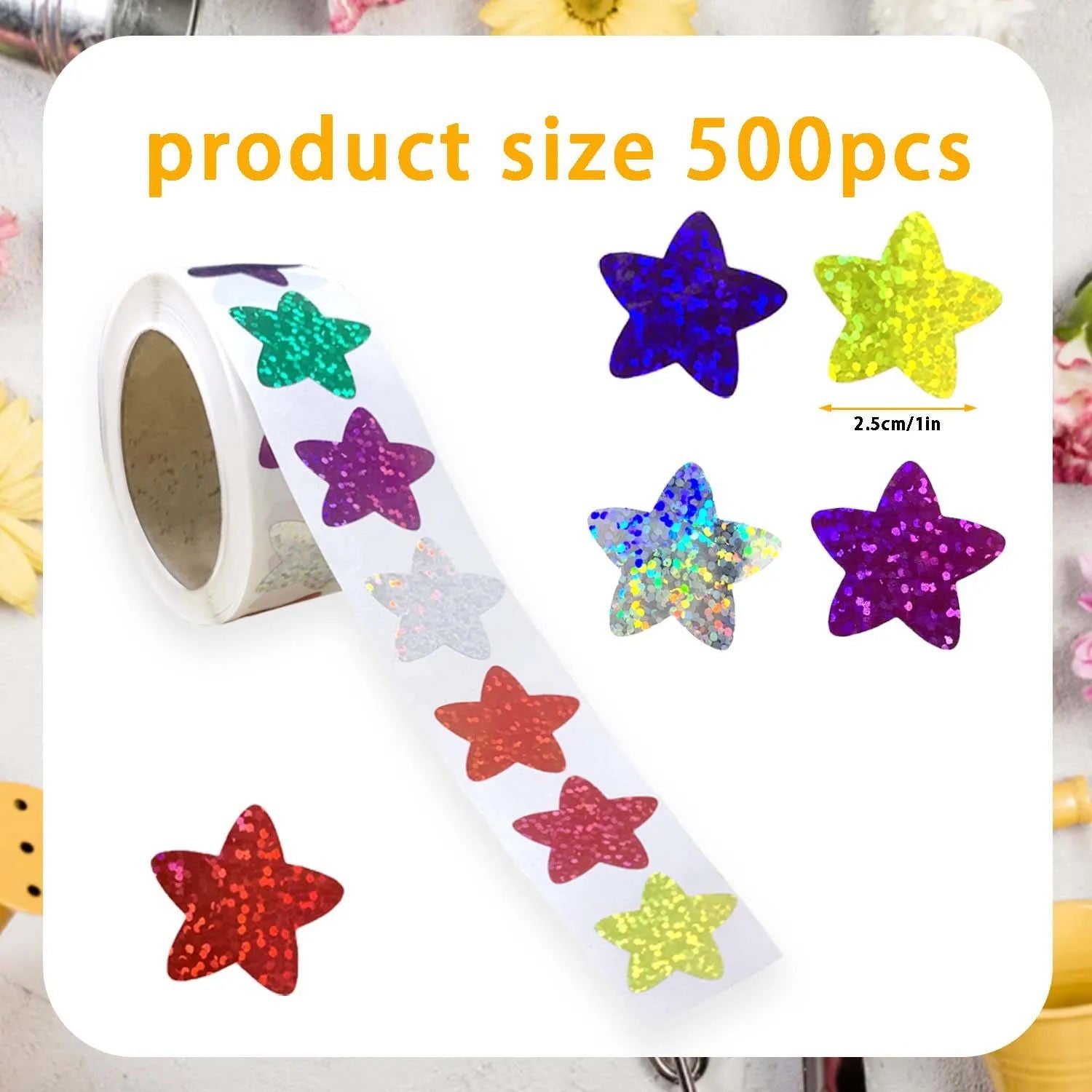 50-500pcs Colorful Star Stickers for Kids Reward School Classroom Adhesive Holographic Star Stickers for Teachers DIY Craft - Slobuy
