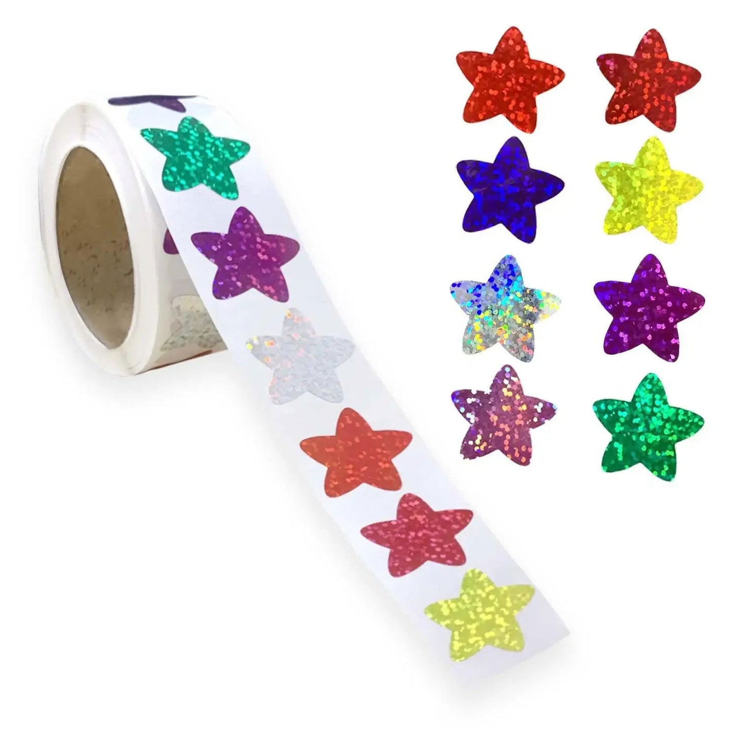 50-500pcs Colorful Star Stickers for Kids Reward School Classroom Adhesive Holographic Star Stickers for Teachers DIY Craft - Slobuy