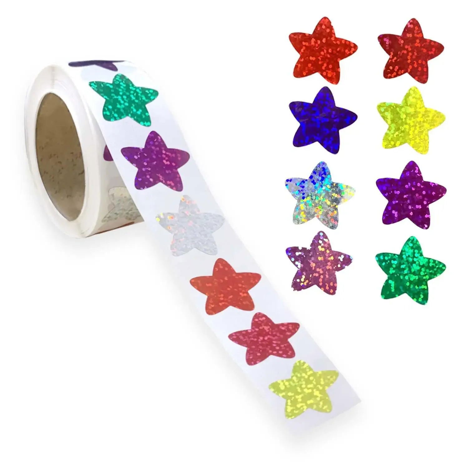 50-500pcs Colorful Star Stickers for Kids Reward School Classroom Adhesive Holographic Star Stickers for Teachers DIY Craft - Slobuy