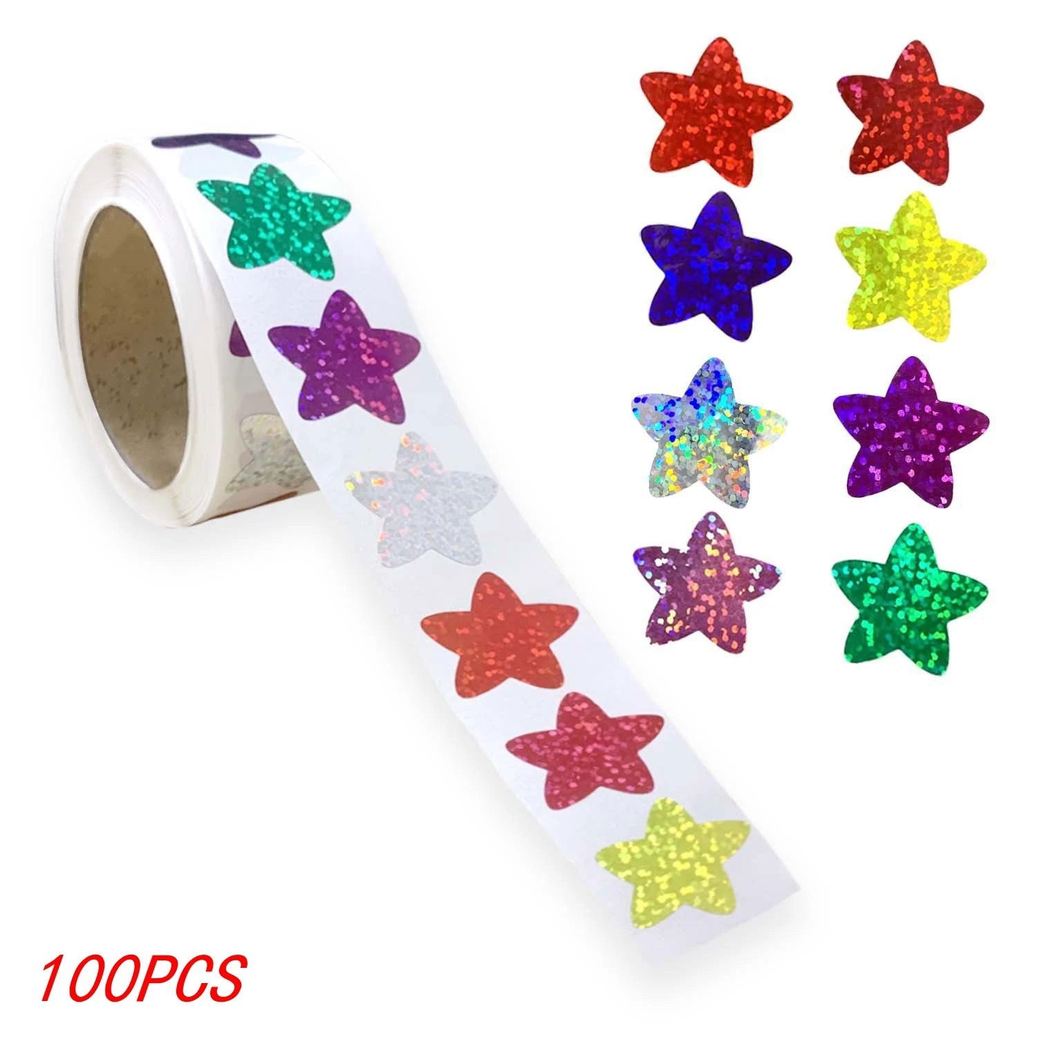 50-500pcs Colorful Star Stickers for Kids Reward School Classroom Adhesive Holographic Star Stickers for Teachers DIY Craft - Slobuy