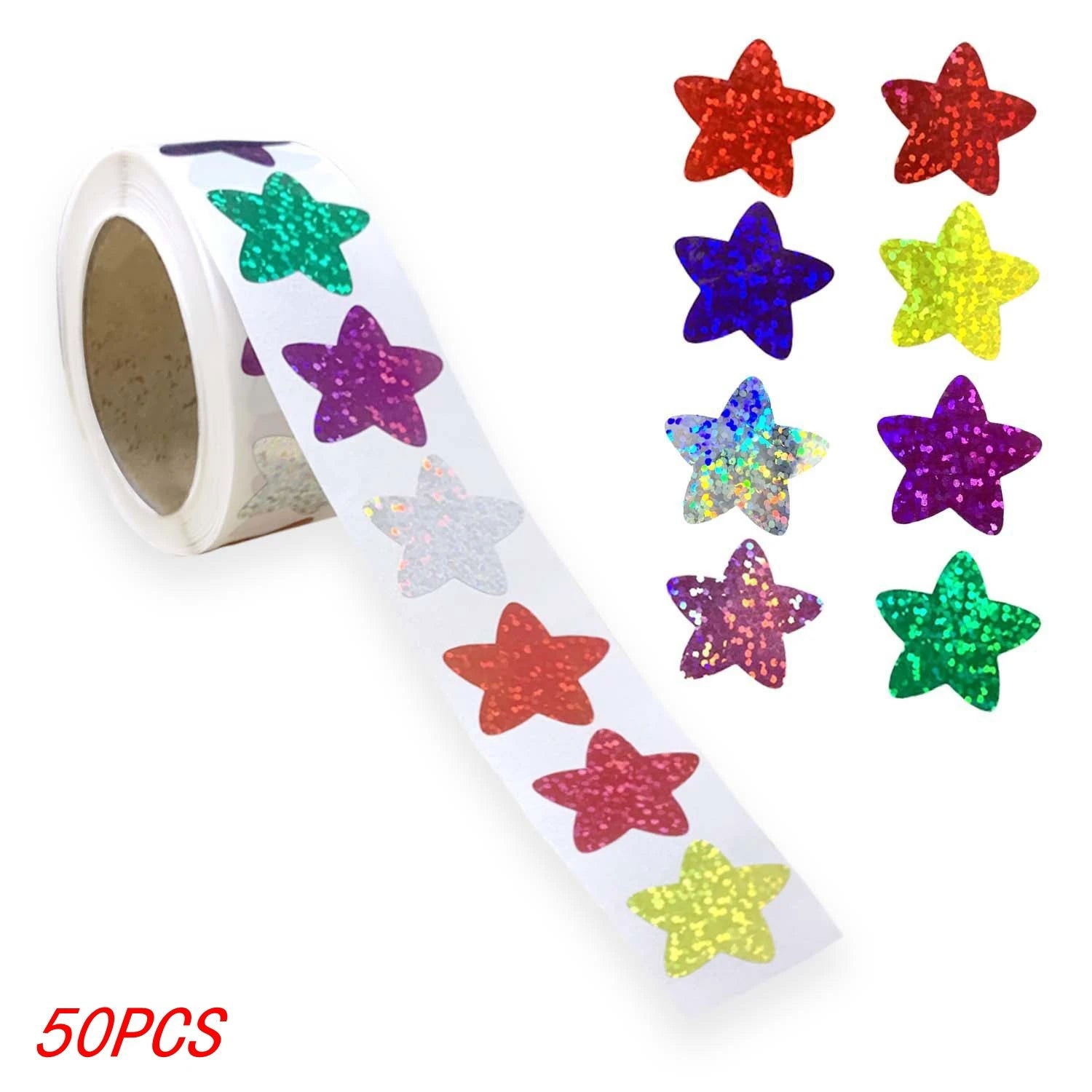 50-500pcs Colorful Star Stickers for Kids Reward School Classroom Adhesive Holographic Star Stickers for Teachers DIY Craft - Slobuy