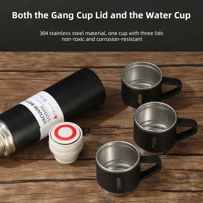 500ML 304 Stainless Steel Vacuum Insulated Bottle Gift Set Office Business Style Coffee Mug Thermos Bottle Portable Flask Carafe - Slobuy